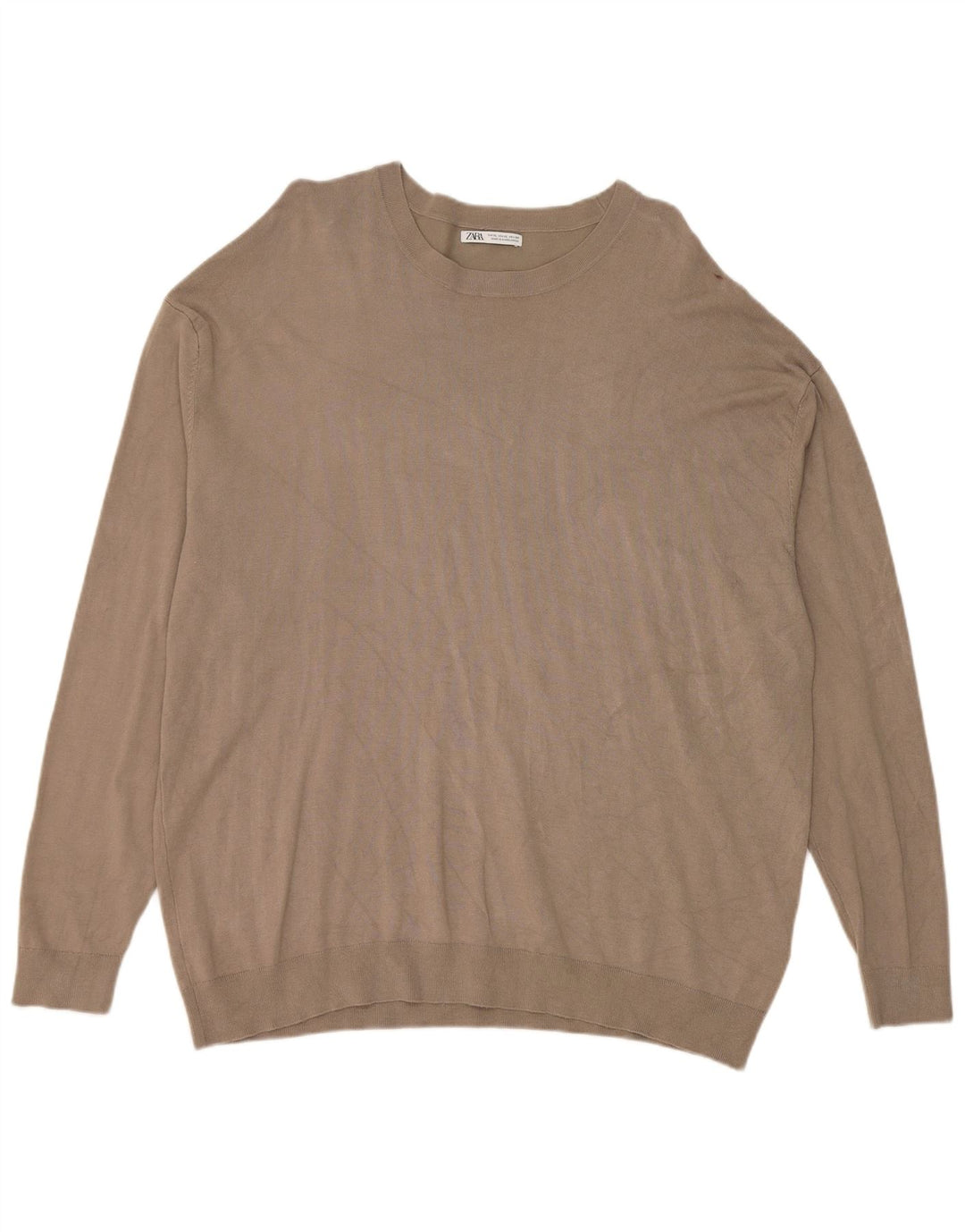 Zara Mens Crew Neck Jumper Sweater XL Grey Viscose