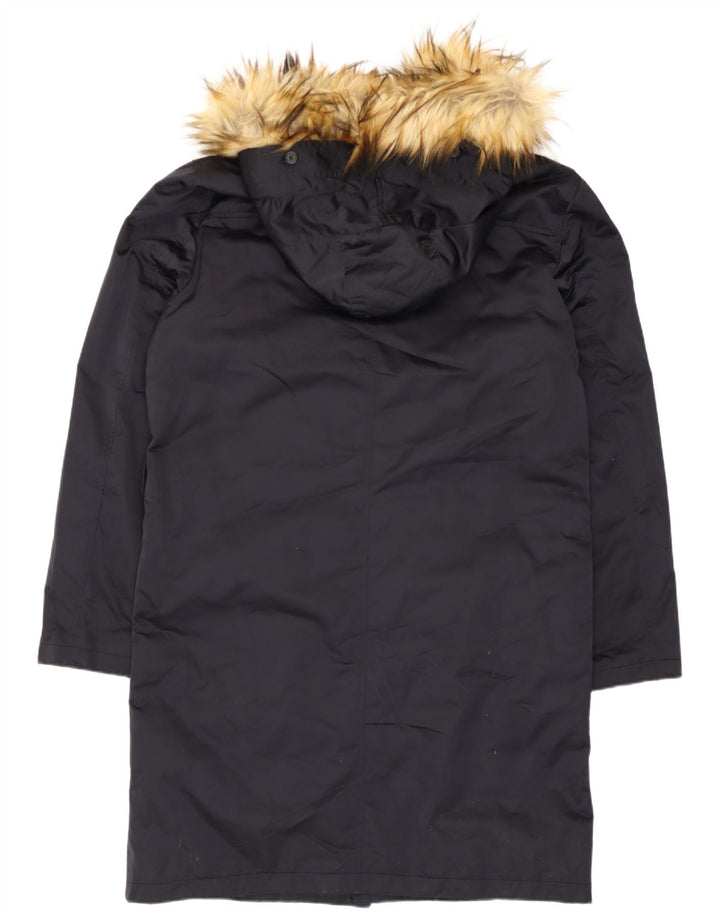 Zara Mens Hooded Parka Jacket UK 40 Large Black Polyester