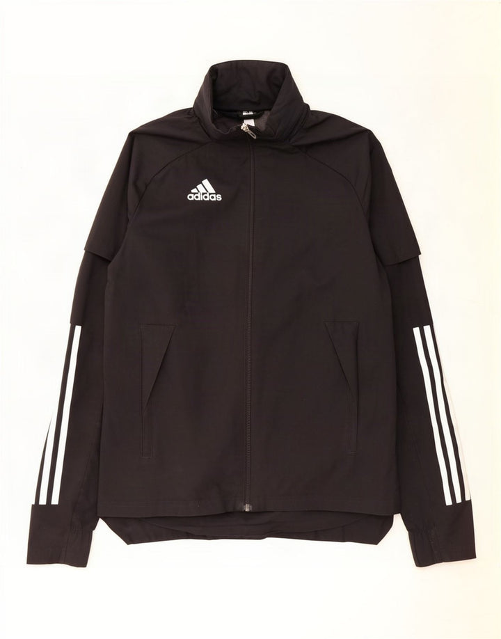 Adidas Womens Hooded Oversized Tracksuit Top Jacket UK 6 XS Black Polyester