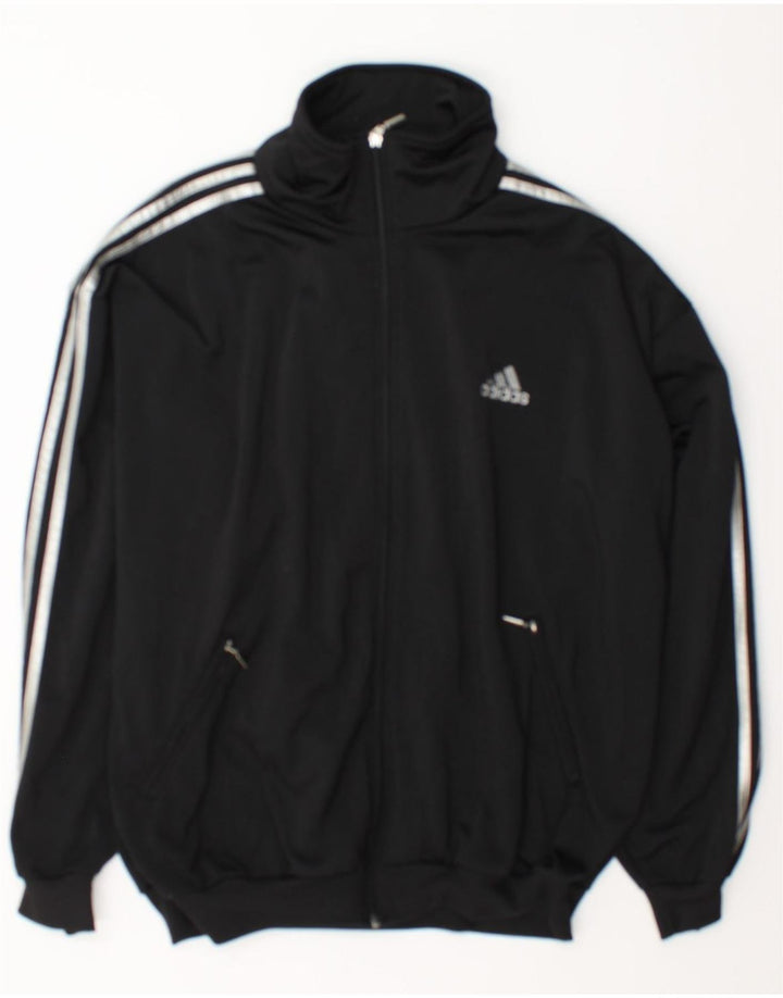 Adidas Mens Tracksuit Top Jacket UK 40/42 Large Black Polyester