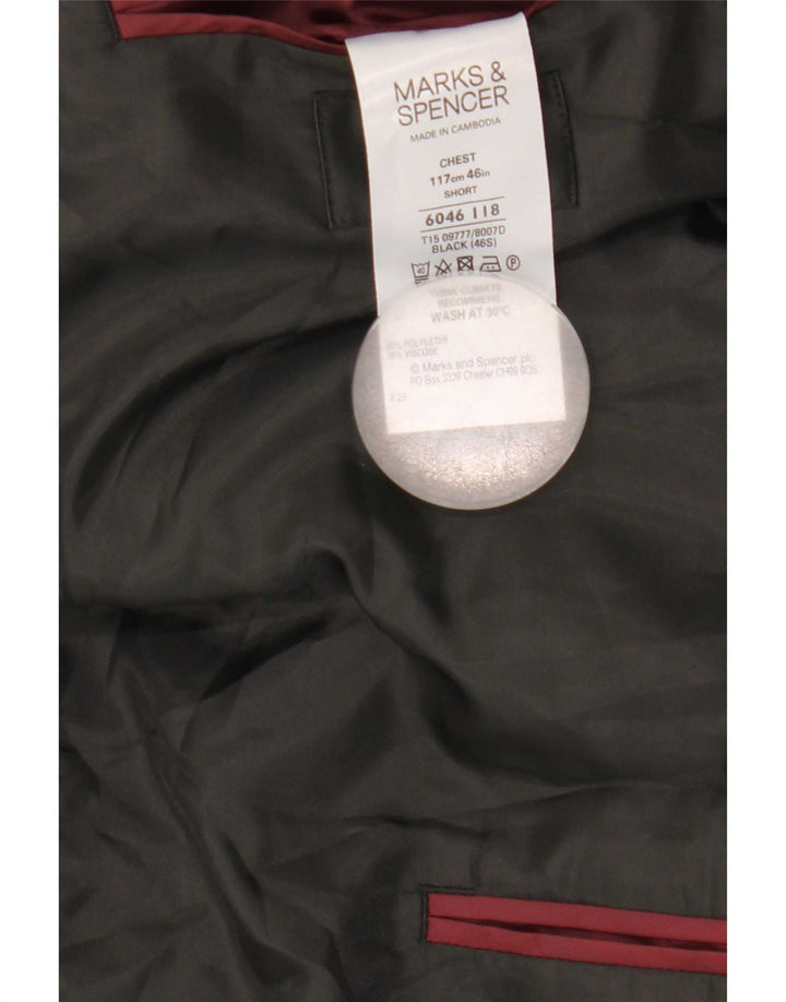 Marks & Spencer Mens 2 Button Blazer Jacket UK 46 XL Black Colourblock