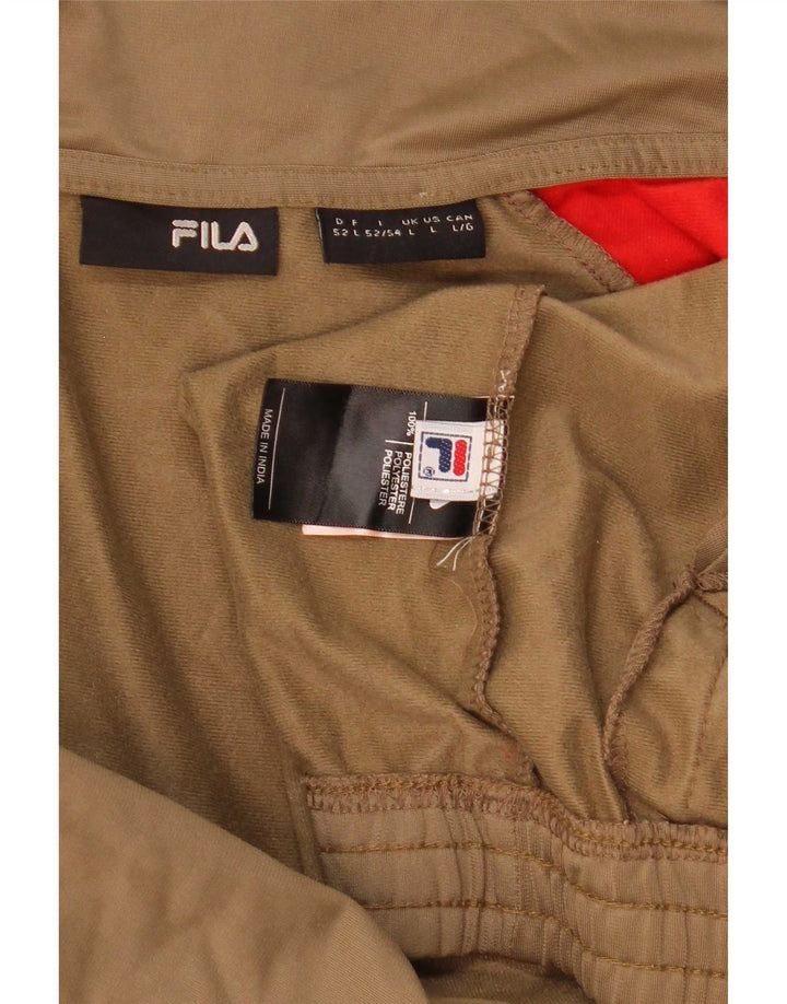 Fila Mens Tracksuit Top Jacket Large Beige Colourblock Polyester