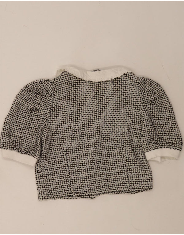 Zara Womens Crop Shirt Blouse UK 12 Medium Black Flecked