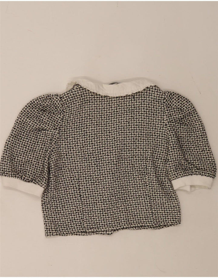 Zara Womens Crop Shirt Blouse UK 12 Medium Black Flecked