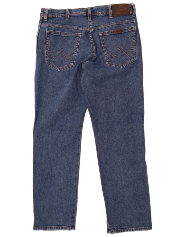 Wrangler Mens Regular Straight Jeans W36 L30 Blue Cotton