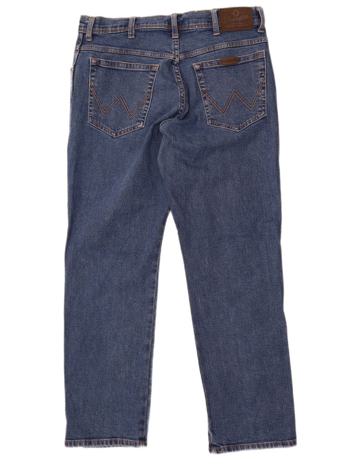 Wrangler Mens Regular Straight Jeans W36 L30 Blue Cotton