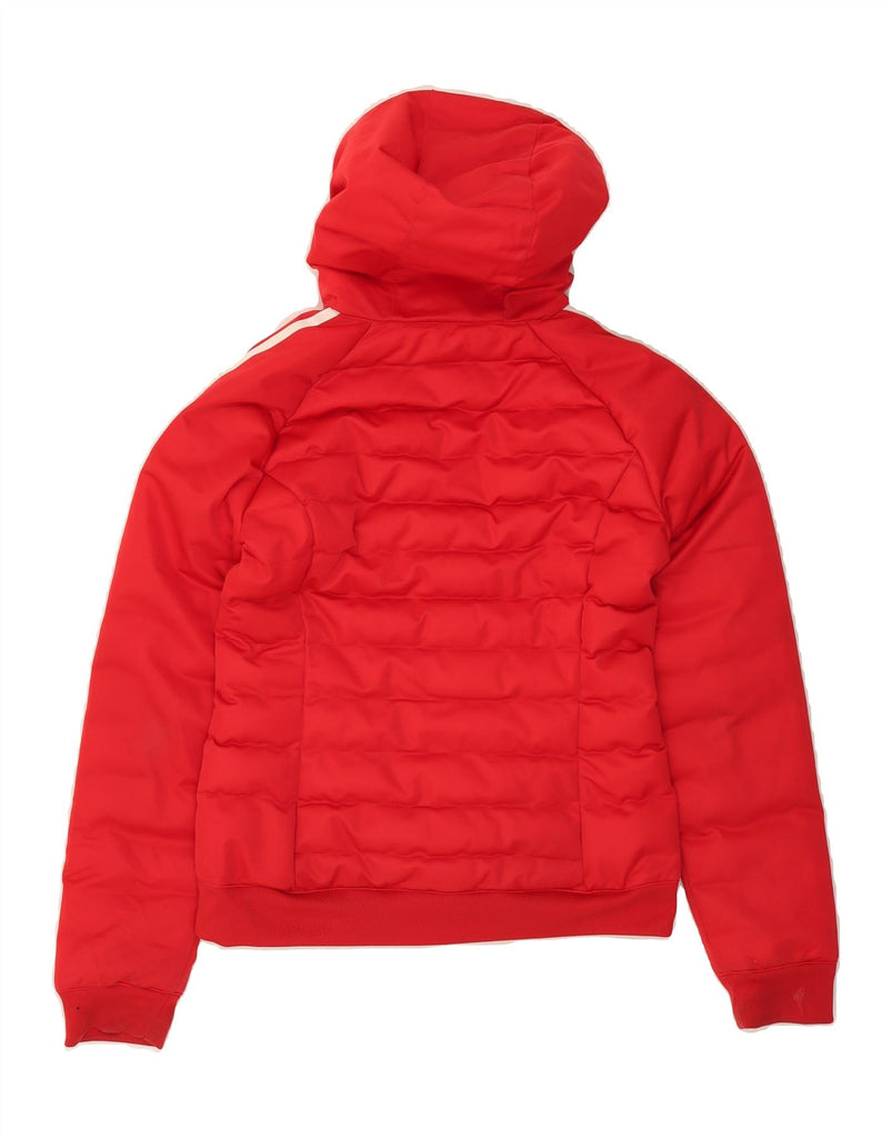 ADIDAS Womens Hooded Bomber Padded Jacket UK 8 Small Red Polyester Vintage Adidas and Second-Hand Adidas from Messina Hembry 