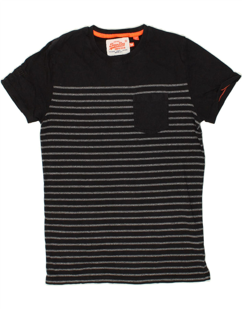 SUPERDRY Mens T-Shirt Top Medium Black Striped Cotton | Vintage Superdry | Thrift | Second-Hand Superdry | Used Clothing | Messina Hembry 