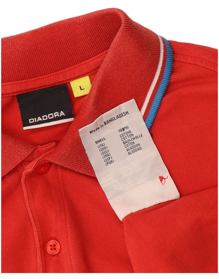 Diadora Mens Polo Shirt Large Red Cotton