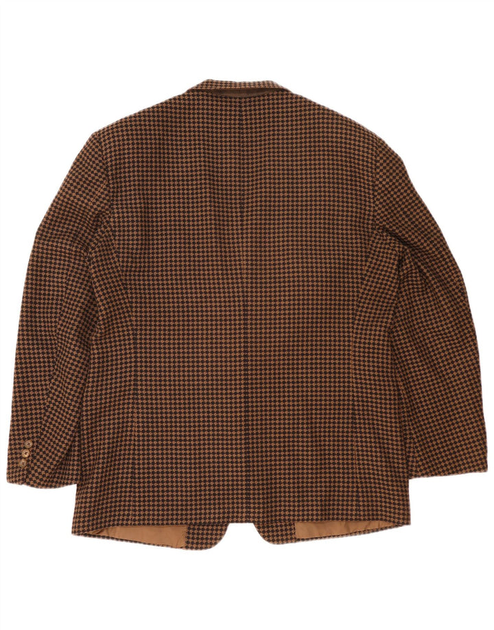 Corneliani Mens 2 Button Blazer Jacket IT 56 3XL Brown Houndstooth