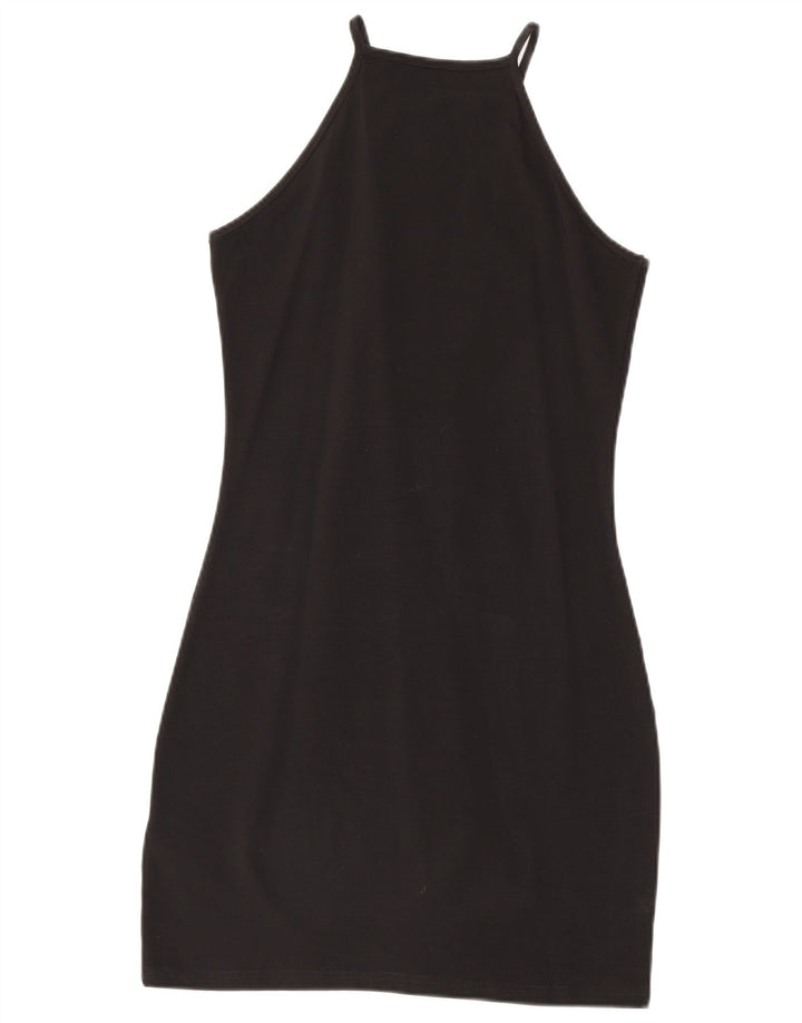 Dickies Womens Graphic Halter Dress UK 12 Medium Black Cotton