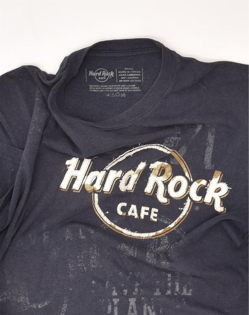 HARD ROCK Mens Rome Graphic T-Shirt Top Small Navy Blue Cotton | Vintage Hard Rock | Thrift | Second-Hand Hard Rock | Used Clothing | Messina Hembry 