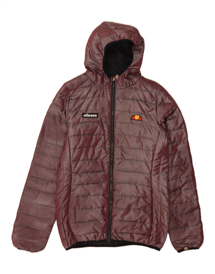 ELLESSE Womens Hooded Padded Jacket UK 10 Small Burgundy Nylon Vintage Ellesse and Second-Hand Ellesse from Messina Hembry 