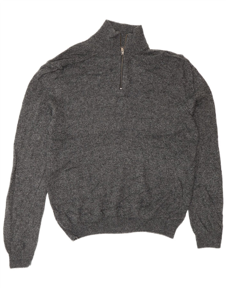 Marks & Spencer Mens Zip Neck Jumper Sweater Large Grey Wool