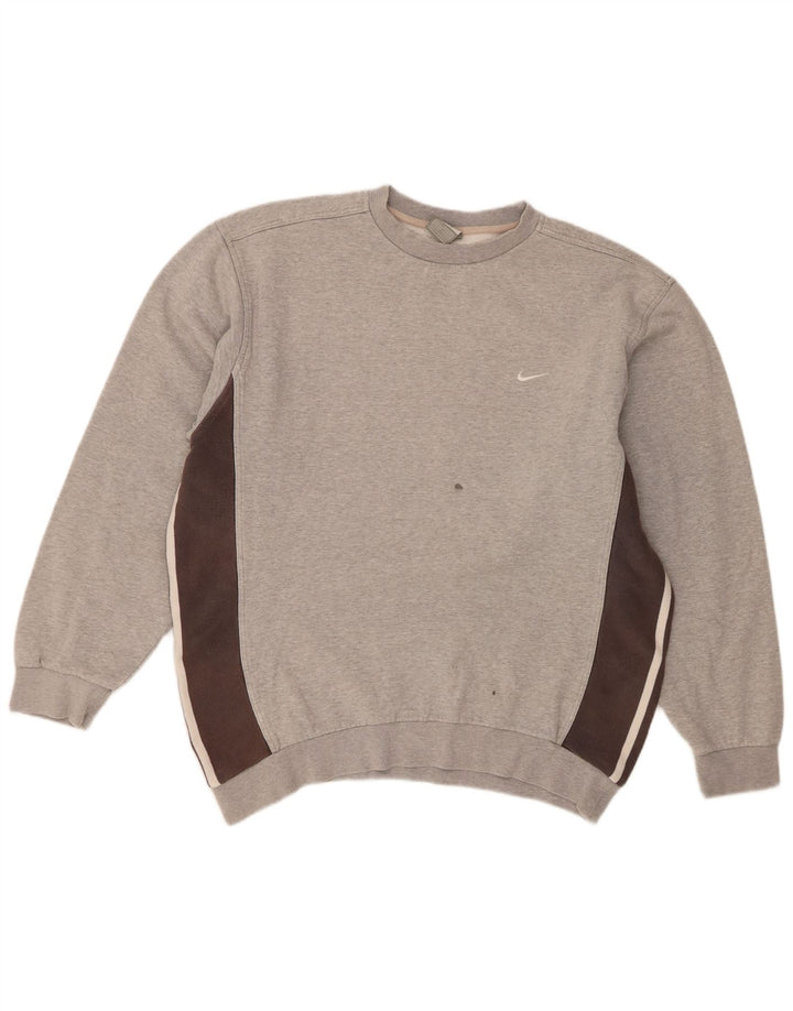 Nike Mens Sweatshirt Jumper Large Grey Colourblock Cotton