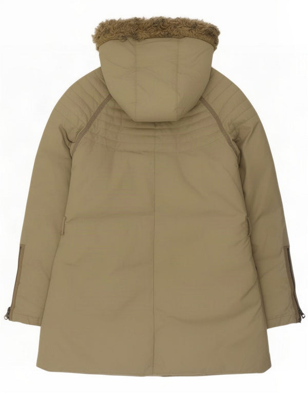 Killer Loop Womens Hooded Padded Coat UK 16 Large Khaki Cotton