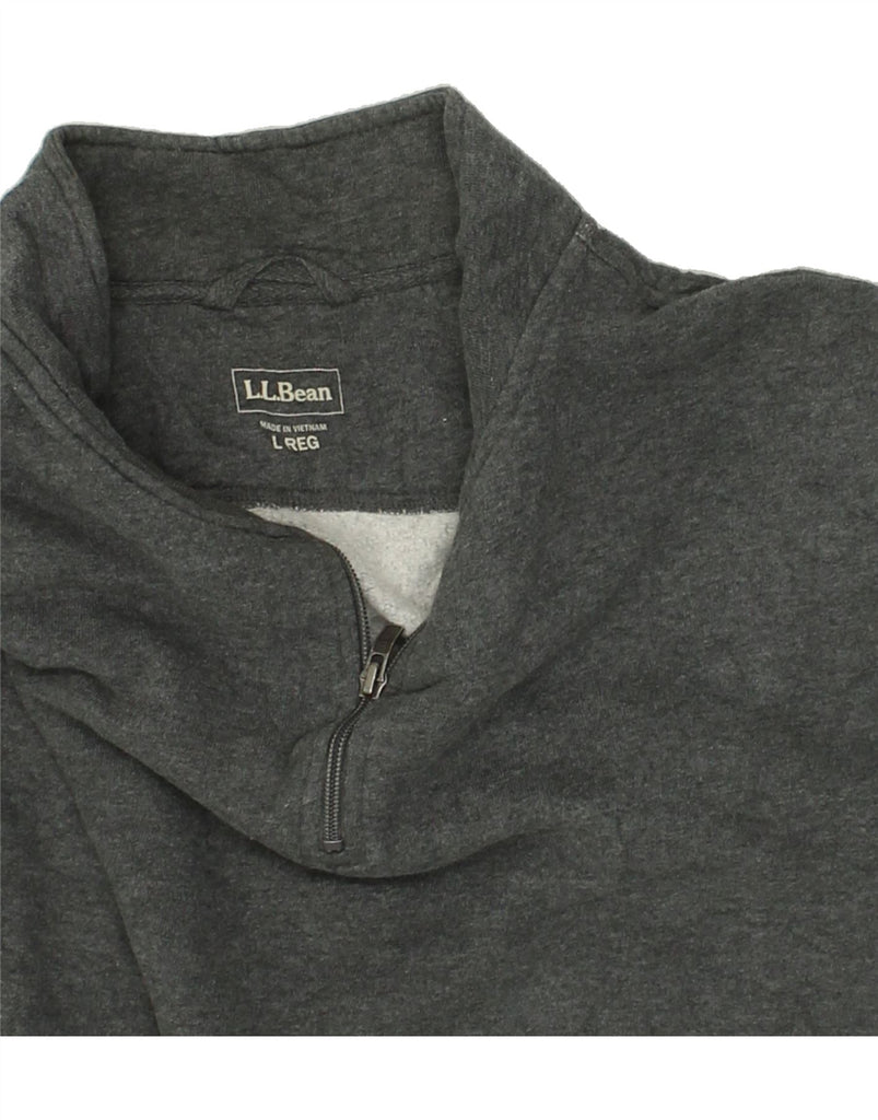 L.L.BEAN Mens Zip Neck Sweatshirt Jumper Large Grey Cotton | Vintage L.L.Bean | Thrift | Second-Hand L.L.Bean | Used Clothing | Messina Hembry 