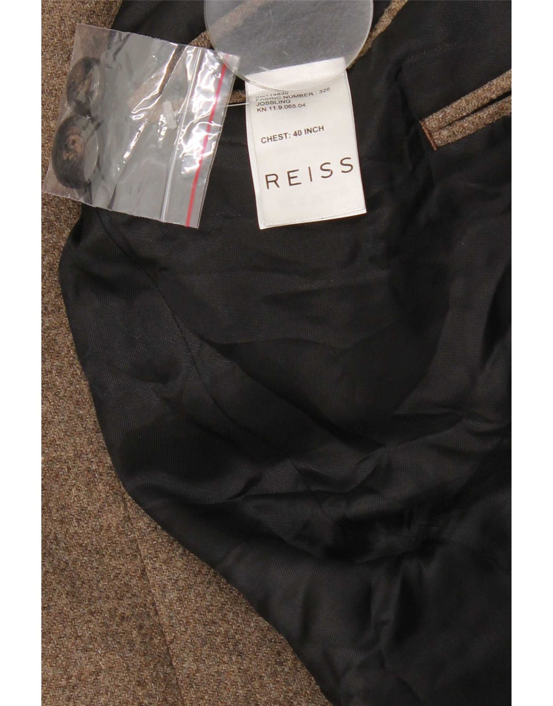 Reiss Mens 4 Button Blazer Jacket UK 40 Large Brown Wool
