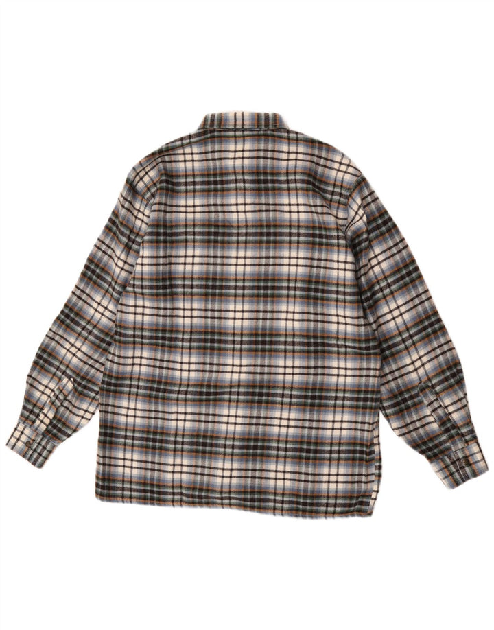 Vintage Mens Overshirt Shirt Large Multicoloured Check Wool