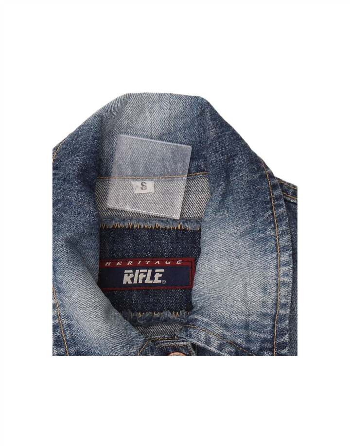 RIFLE Womens Heritage Denim Jacket UK 10 Small Blue Cotton