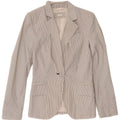 Zara Womens 1 Button Blazer Jacket UK 4 XS White Pinstripe Polyester