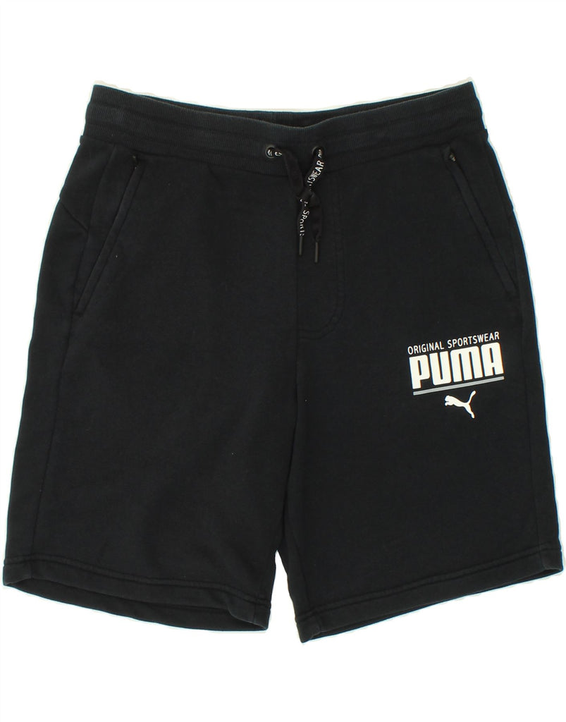 PUMA Mens Graphic Sport Shorts Medium Black Cotton | Vintage Puma | Thrift | Second-Hand Puma | Used Clothing | Messina Hembry 