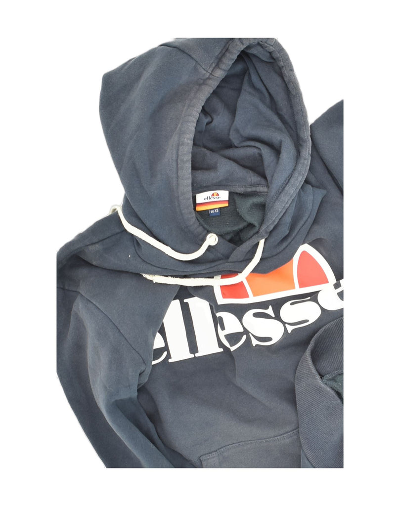 ELLESSE Mens Graphic Hoodie Jumper XS Navy Blue Cotton | Vintage Ellesse | Thrift | Second-Hand Ellesse | Used Clothing | Messina Hembry 