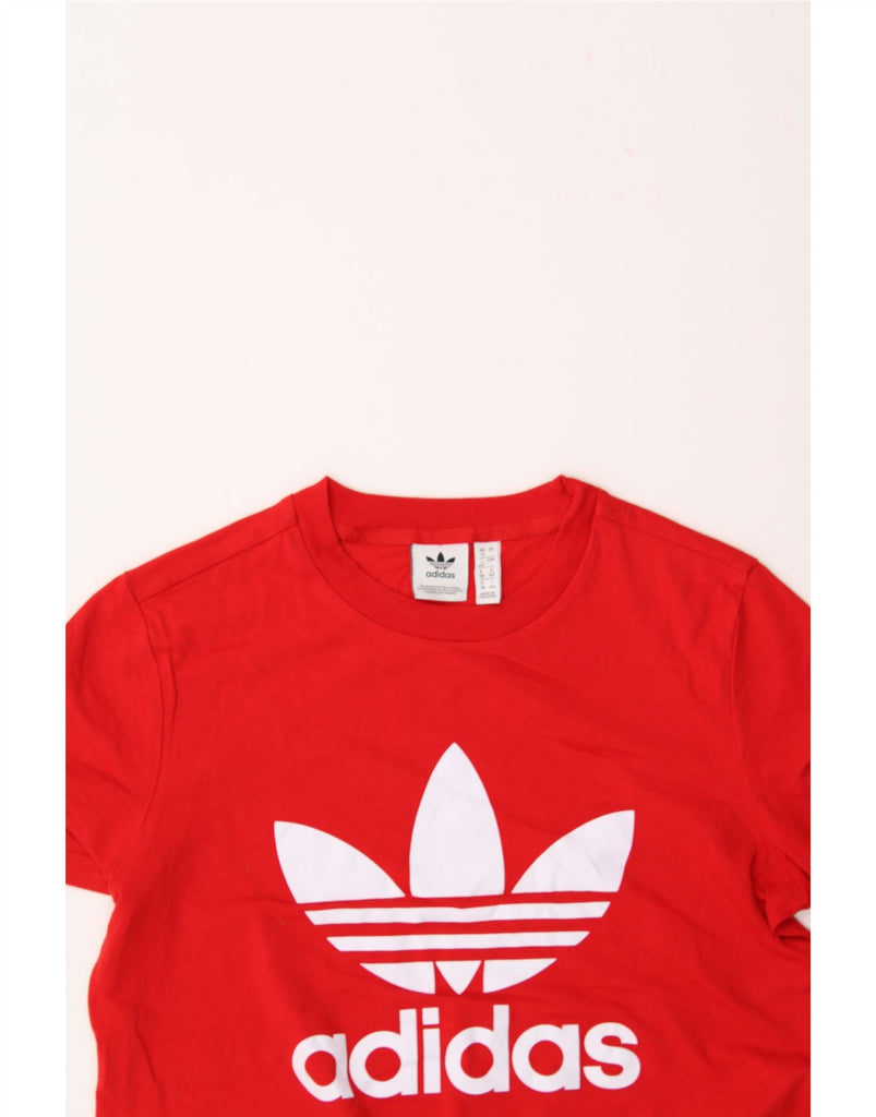 ADIDAS Womens Graphic T-Shirt Top UK 12 Medium Red Vintage Adidas and Second-Hand Adidas from Messina Hembry 