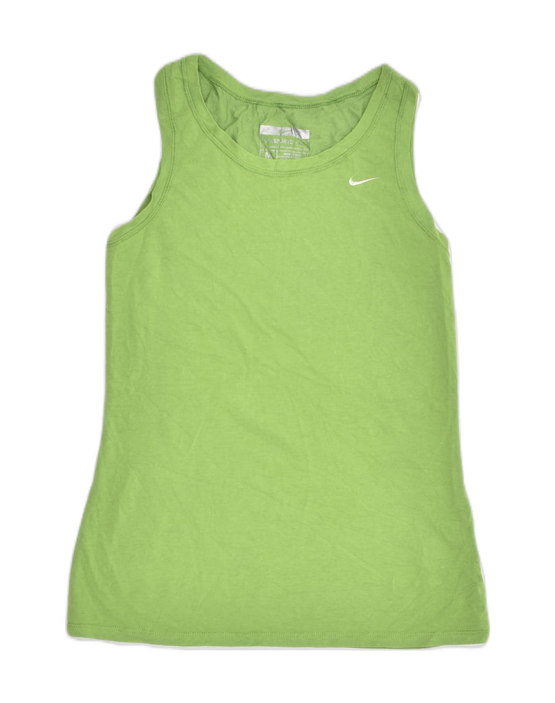 NIKE Womens Vest Top UK 12 Medium Green Cotton | Vintage Nike | Thrift | Second-Hand Nike | Used Clothing | Messina Hembry 