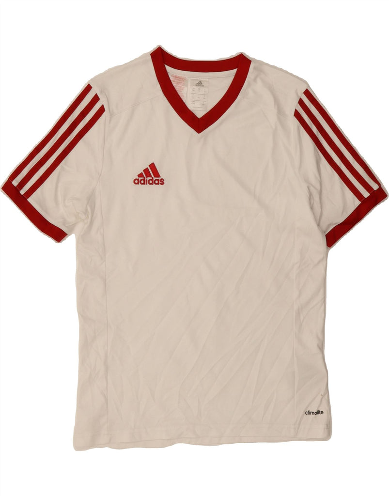 ADIDAS Boys Climalite T-Shirt Top 14-15 Years XL White Vintage Adidas and Second-Hand Adidas from Messina Hembry 