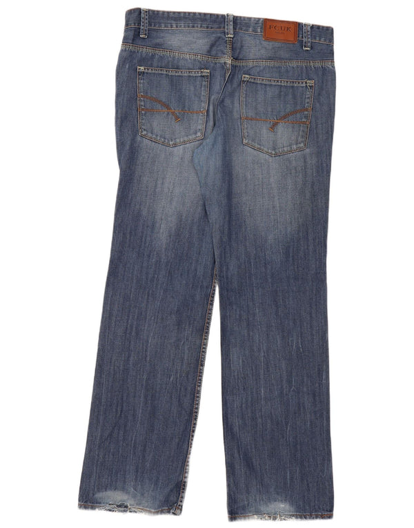 Fcuk Mens Regular Fit Straight Jeans W36 L34 Blue