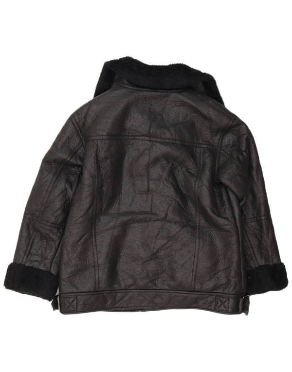 Marks & Spencer Womens Sherpa Jacket UK 14 Large Black Polyethylene