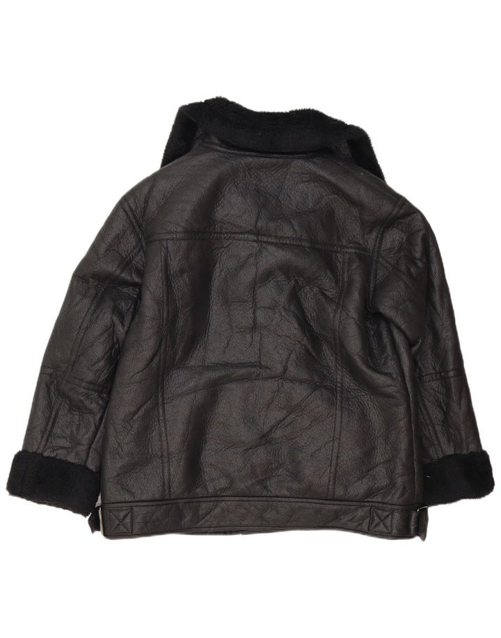 Marks & Spencer Womens Sherpa Jacket UK 14 Large Black Polyethylene