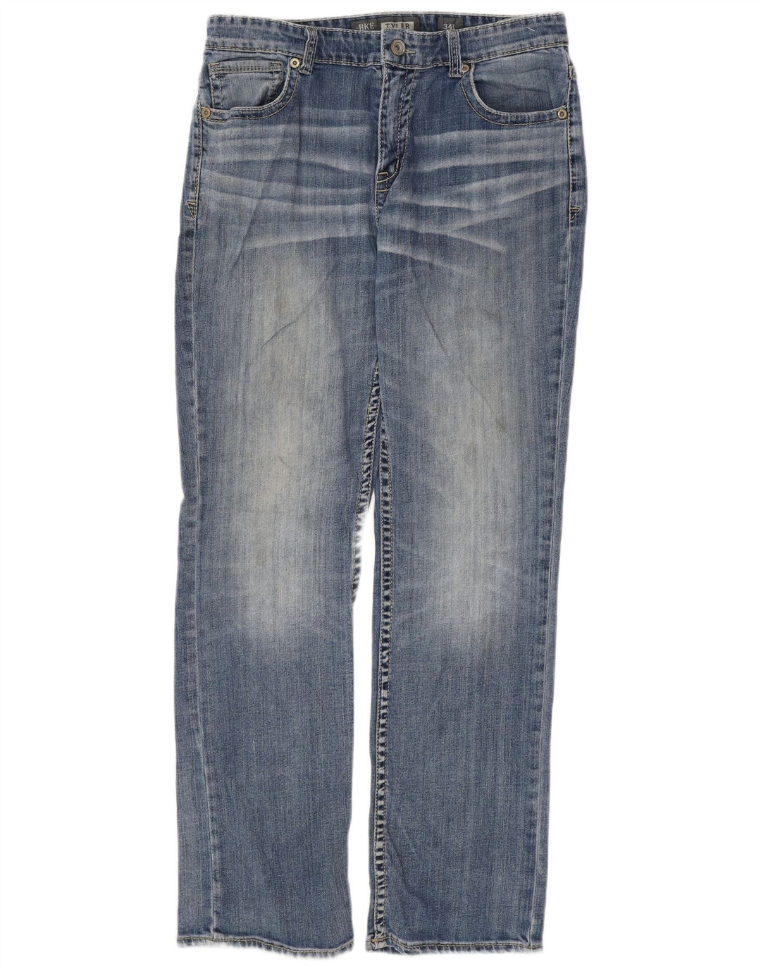 BKE Mens Tyler Straight Jeans W34 L32 Blue Cotton