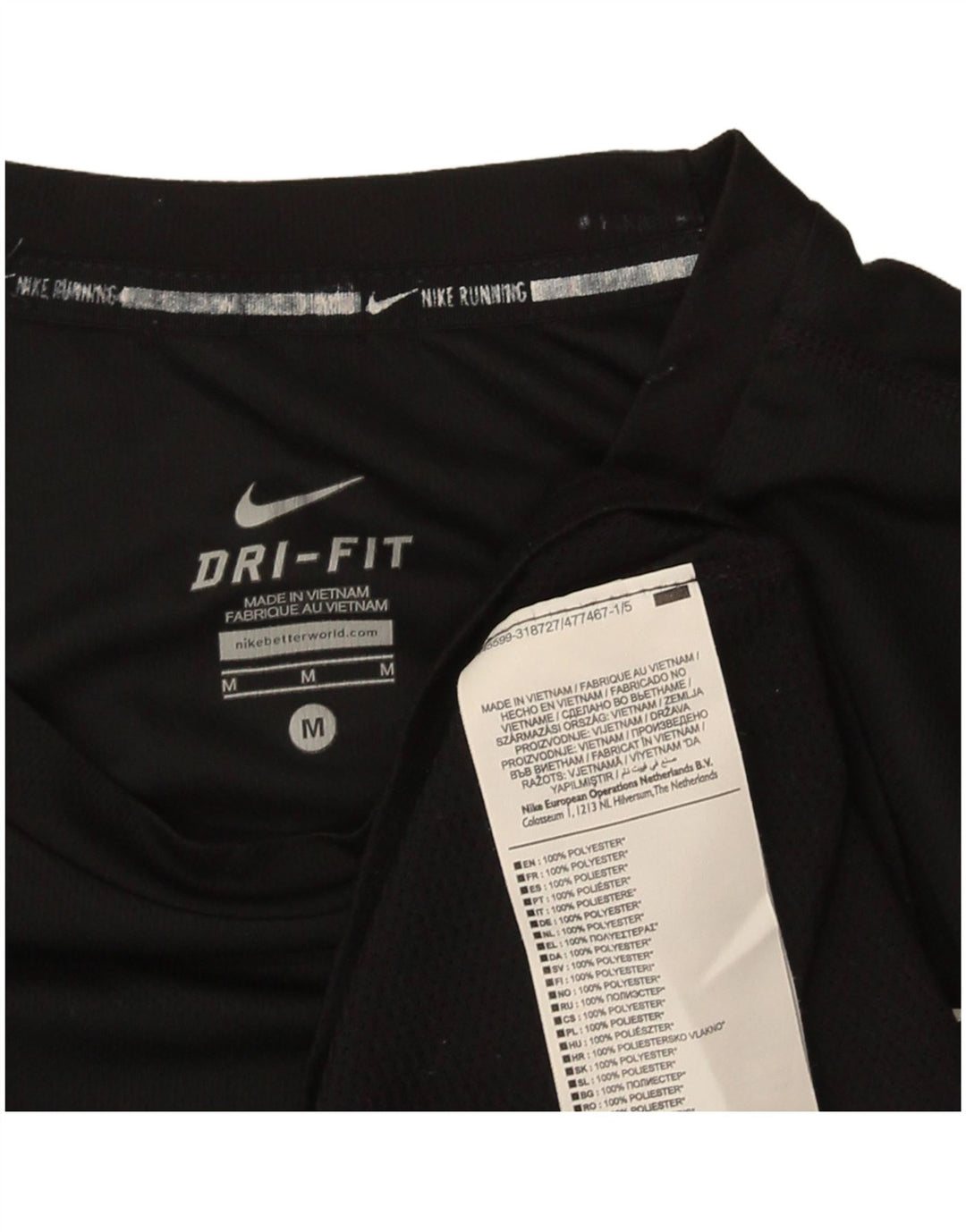 Nike Mens Dri Fit T-Shirt Top Medium Black Polyester Sports