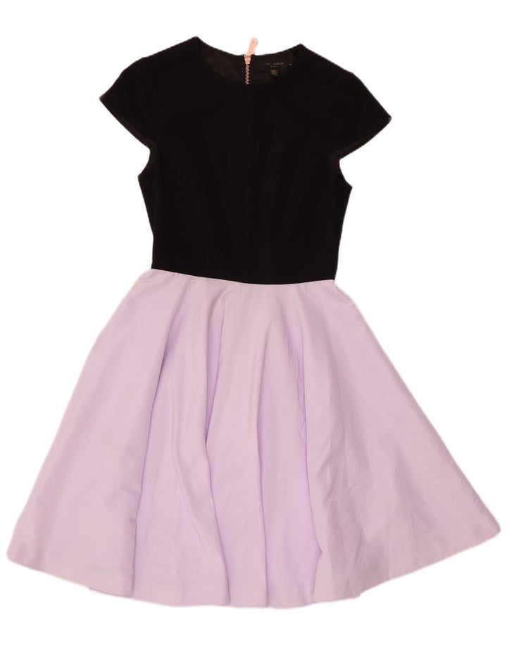 Ted Baker Womens A-Line Dress US 1 XS Black Colourblock Polyester