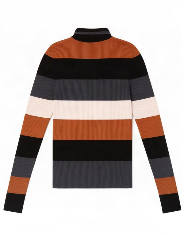Zara Womens Crop Top Long Sleeve UK 12 Medium Multicoloured Striped Viscose