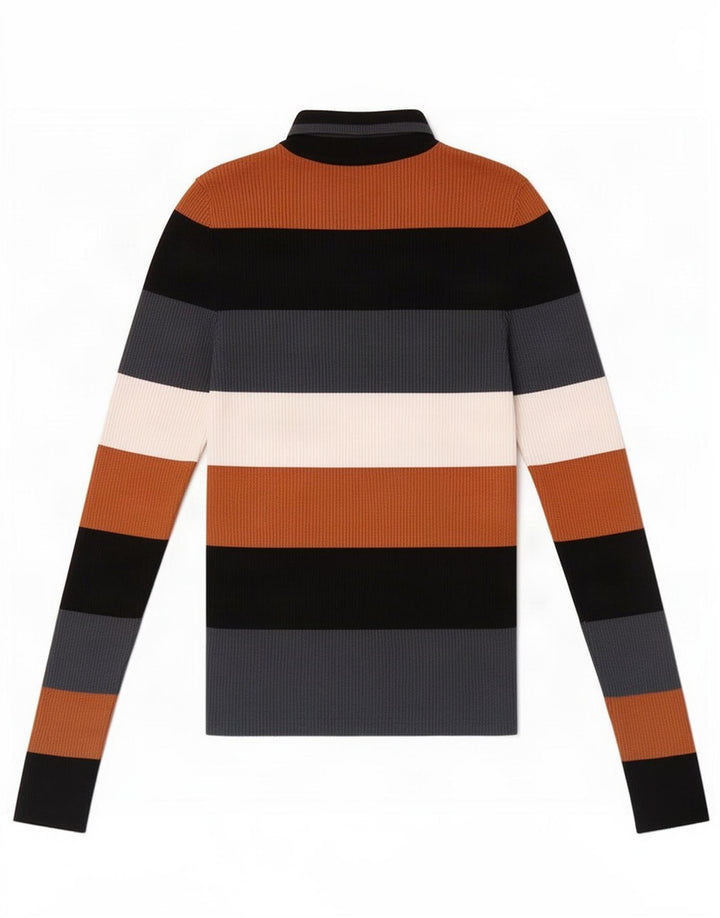 Zara Womens Crop Top Long Sleeve UK 12 Medium Multicoloured Striped Viscose