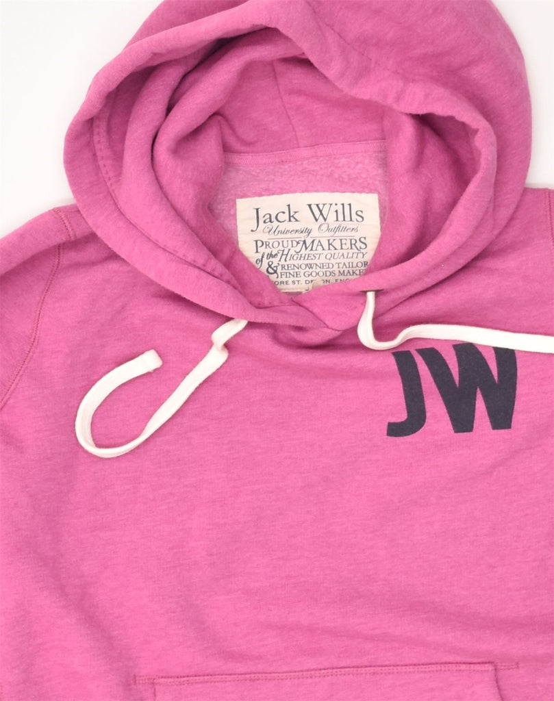 JACK WILLS Womens Graphic Hoodie Jumper UK 8 Small Pink Cotton | Vintage Jack Wills | Thrift | Second-Hand Jack Wills | Used Clothing | Messina Hembry 