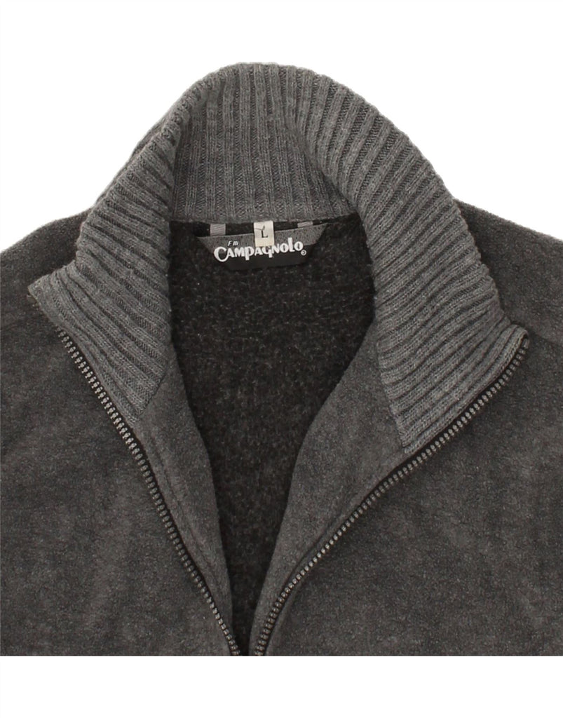 CAMPAGNOLO Mens Zip Neck Fleece Jumper Large Grey Polyester Vintage Campagnolo and Second-Hand Campagnolo from Messina Hembry 