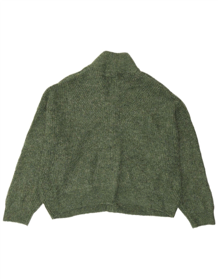 Topshop Womens Oversized Cardigan Sweater UK 14 Medium Green Acrylic