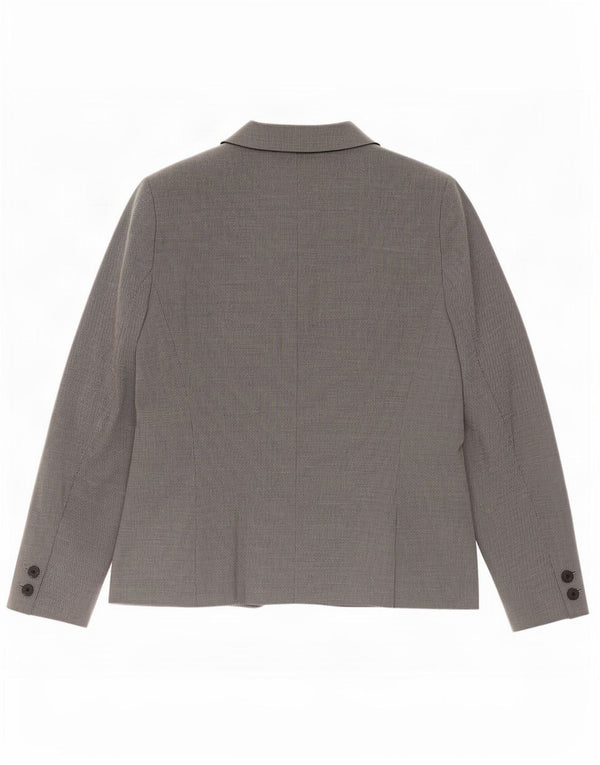 Zara Womens 1 Button Blazer Jacket EU 42 Large Grey Houndstooth Polyester