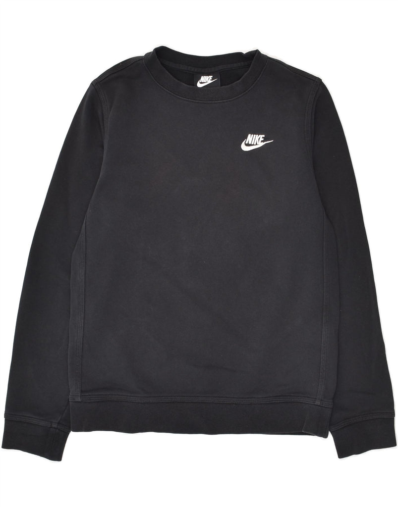 NIKE Boys Standard Fit Sweatshirt Jumper 12-13 Years Large Black Cotton | Vintage Nike | Thrift | Second-Hand Nike | Used Clothing | Messina Hembry 
