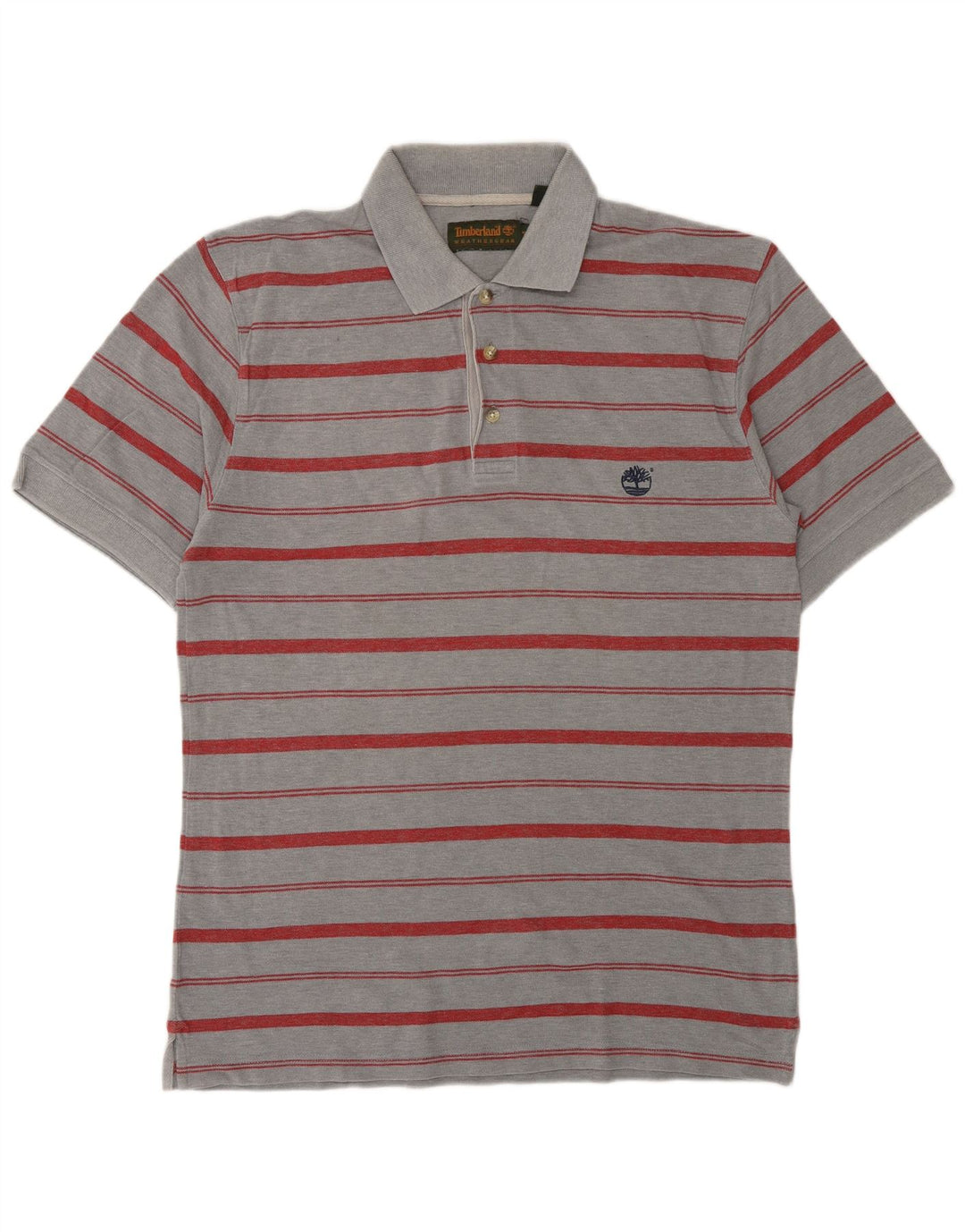 TIMBERLAND Mens Polo Shirt Medium Grey Striped Cotton