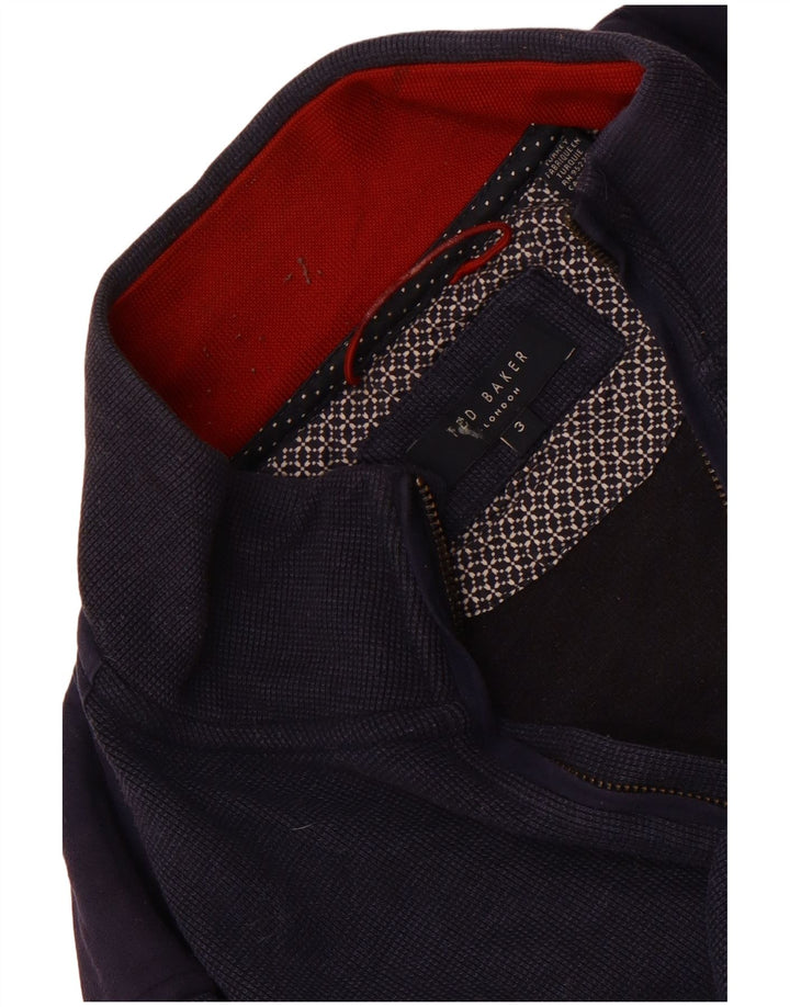 Ted Baker Mens Zip Neck Sweatshirt Jumper Size 3 Medium Navy Blue