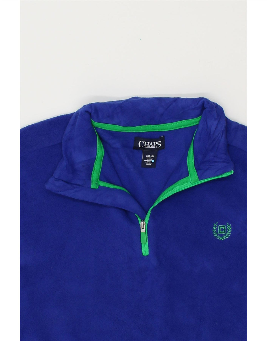 CHAPS Womens Zip Neck Fleece Jumper UK 14/16 Large Blue Polyester Vintage Chaps and Second-Hand Chaps from Messina Hembry 