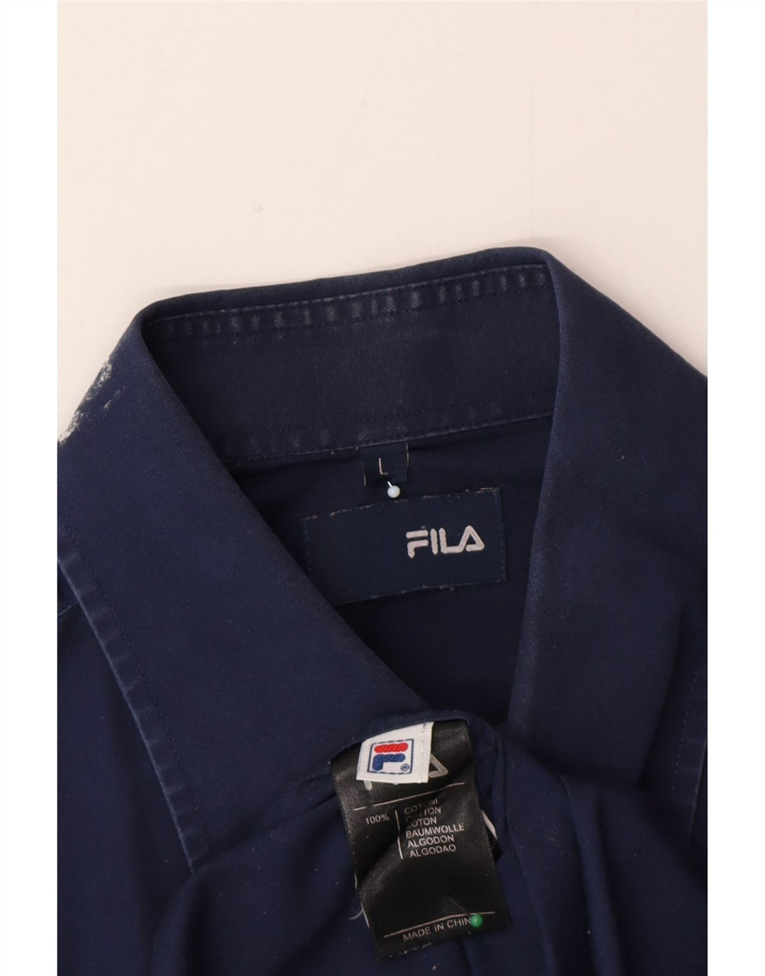 Fila Mens Short Sleeve Shirt Large Navy Blue Cotton