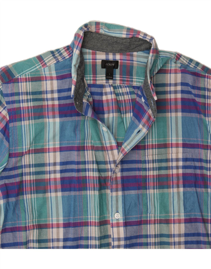 J. CREW Mens Short Sleeve Shirt Large Multicoloured Check Cotton Vintage J. Crew and Second-Hand J. Crew from Messina Hembry 