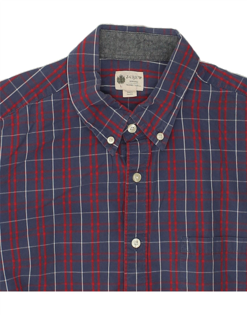 J. CREW Mens Shirt Large Navy Blue Check Cotton | Vintage J. Crew | Thrift | Second-Hand J. Crew | Used Clothing | Messina Hembry 