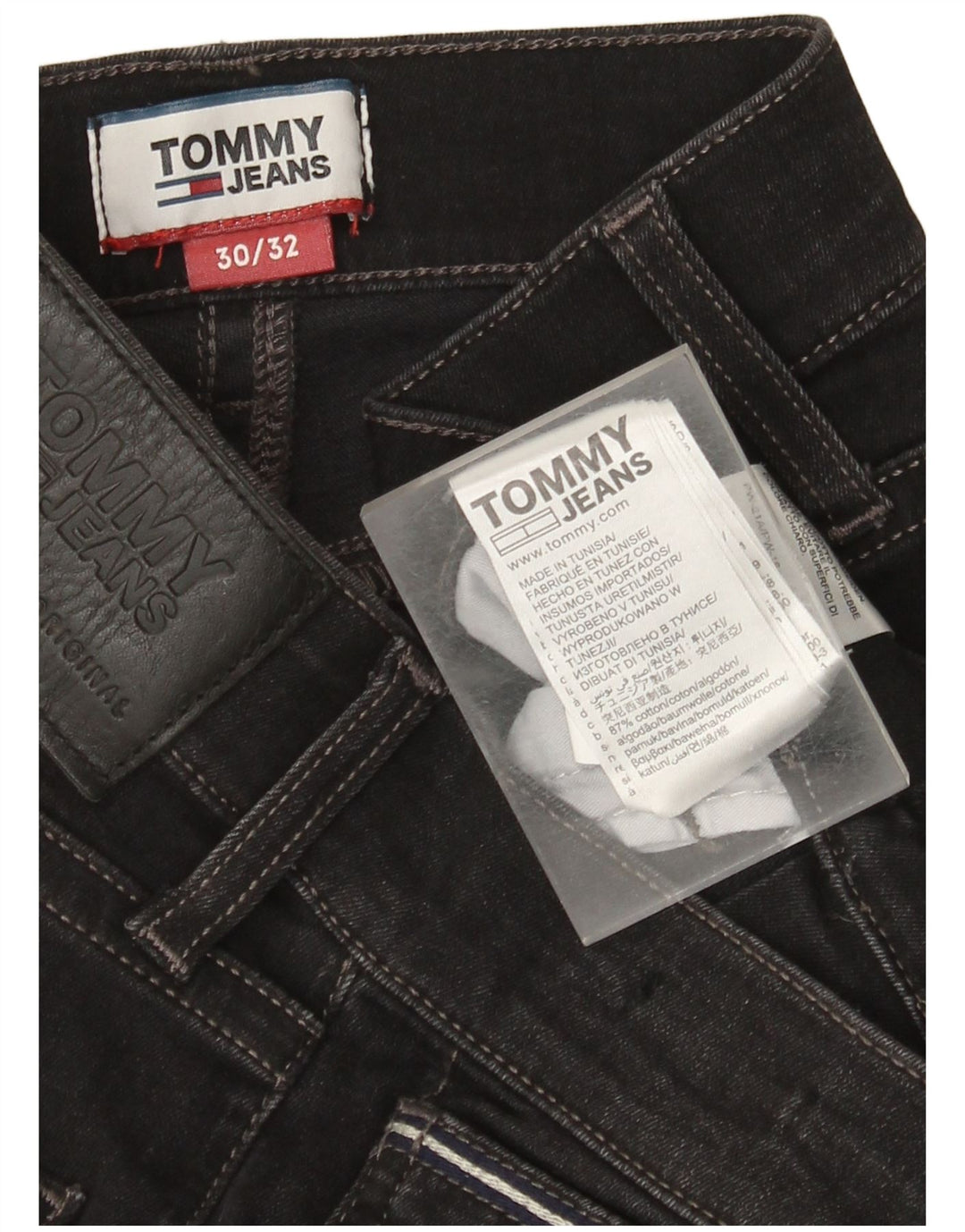 Tommy Hilfiger Mens Slim Jeans W30 L32 Black Cotton